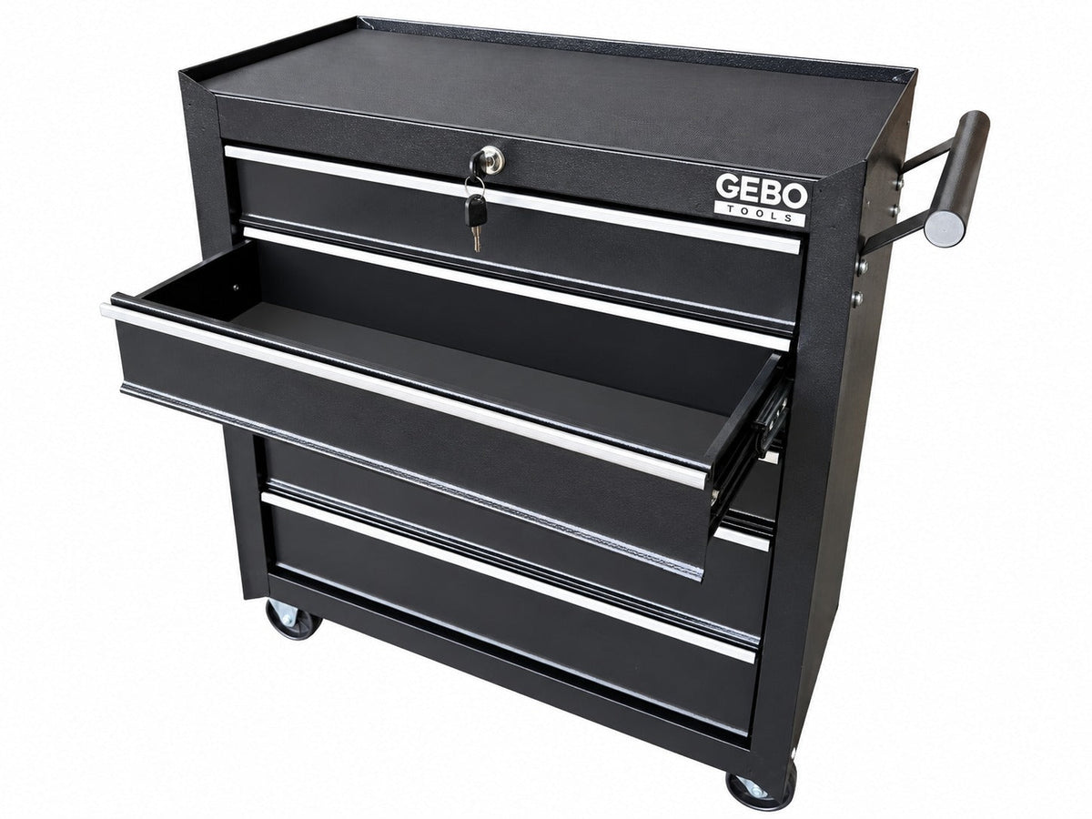 Armadio metallico senza attrezzi con 5 cassetti , carrello portautensili, cassetta portattrezzi mobile,nero, Gebo Tools