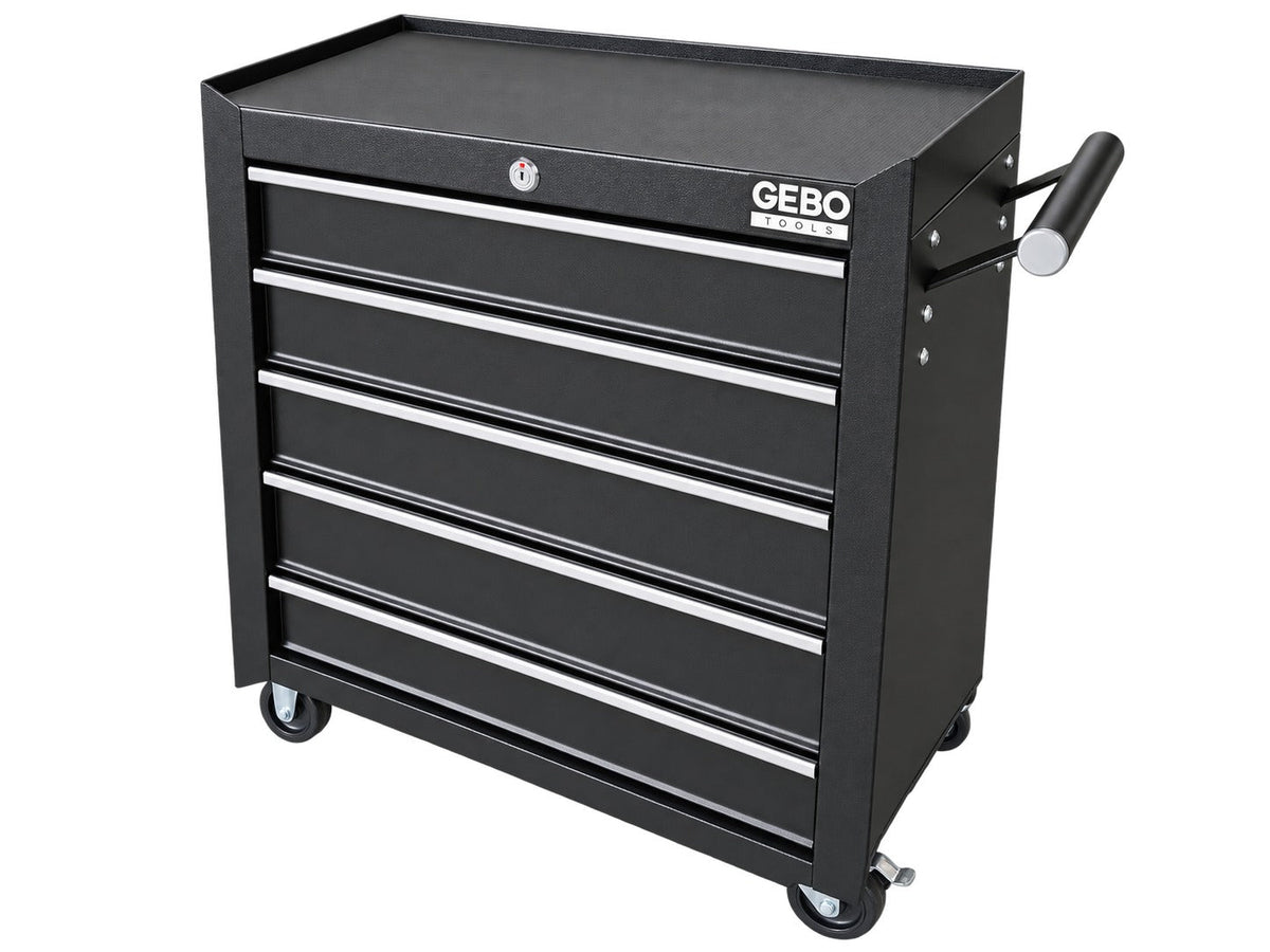 Armadio metallico senza attrezzi con 5 cassetti , carrello portautensili, cassetta portattrezzi mobile,nero, Gebo Tools