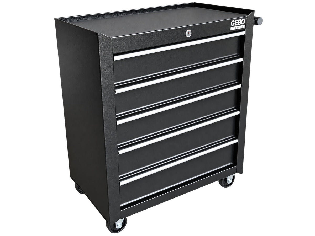 Armadio metallico senza attrezzi con 5 cassetti , carrello portautensili, cassetta portattrezzi mobile,nero, Gebo Tools