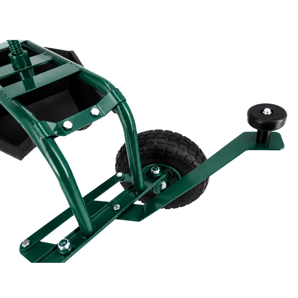 Carrello da giardino a rotelle e con sedile girevole 360°