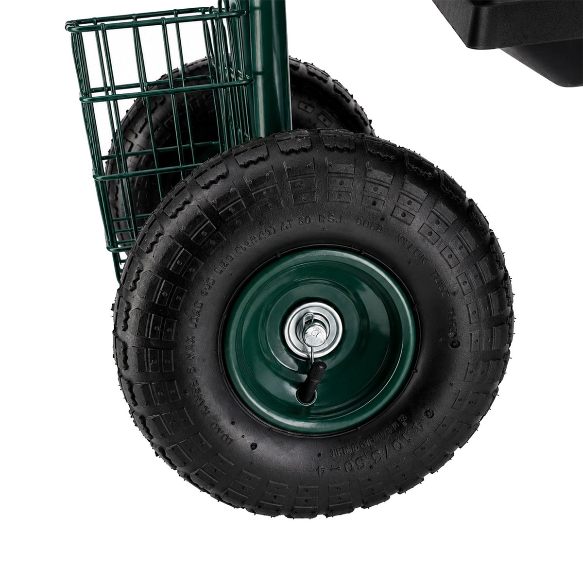 Carrello da giardino a rotelle e con sedile girevole 360°