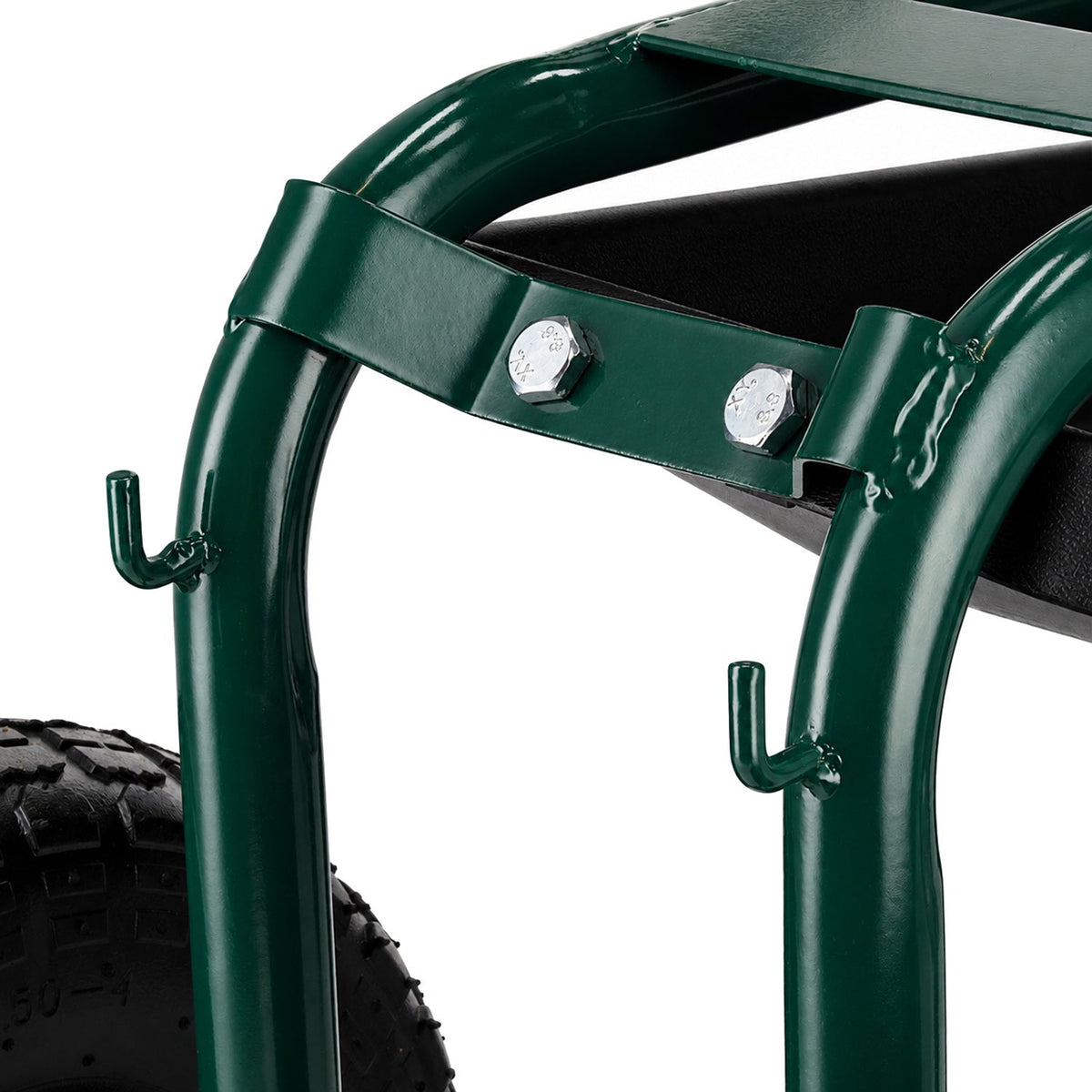Carrello da giardino a rotelle e con sedile girevole 360°
