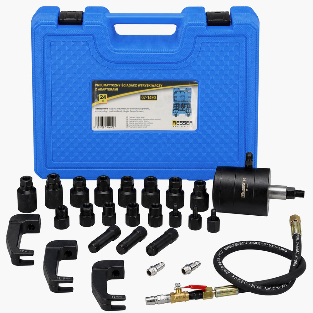 Set-kit di estrazione pneumatico per iniettori con Strumenti di Estensione -24 adattatori, compatibile con Bosch, Delphi, Denso e Siemens
