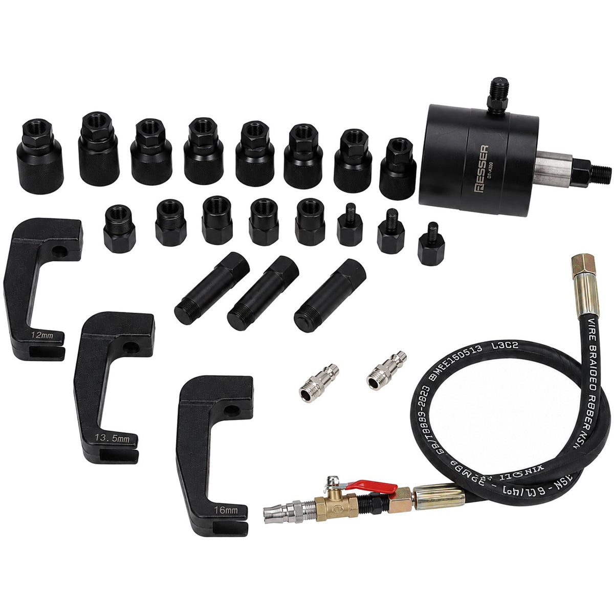 Set-kit di estrazione pneumatico per iniettori con Strumenti di Estensione -24 adattatori, compatibile con Bosch, Delphi, Denso e Siemens