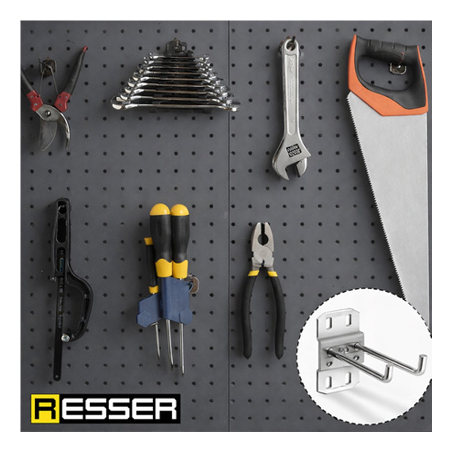 Gancio per pannello porta utensili portattrezzi hobby e fai da te, portautensili con ganci per pannello forato, vassoi e ancoraggi per organizzare vari utensili, 75x6mm