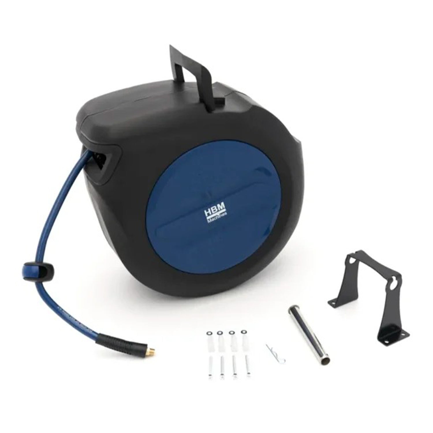 Avvolgitubo per aria compressa sistema blocco automatico con fissaggio a parete muro 9,5 × 14,5 mm 15 m HBM