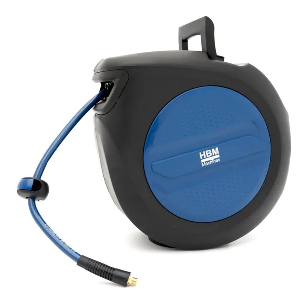 Avvolgitubo per aria compressa sistema blocco automatico con fissaggio a parete 9,5 × 14,5 mm 15 m HBM