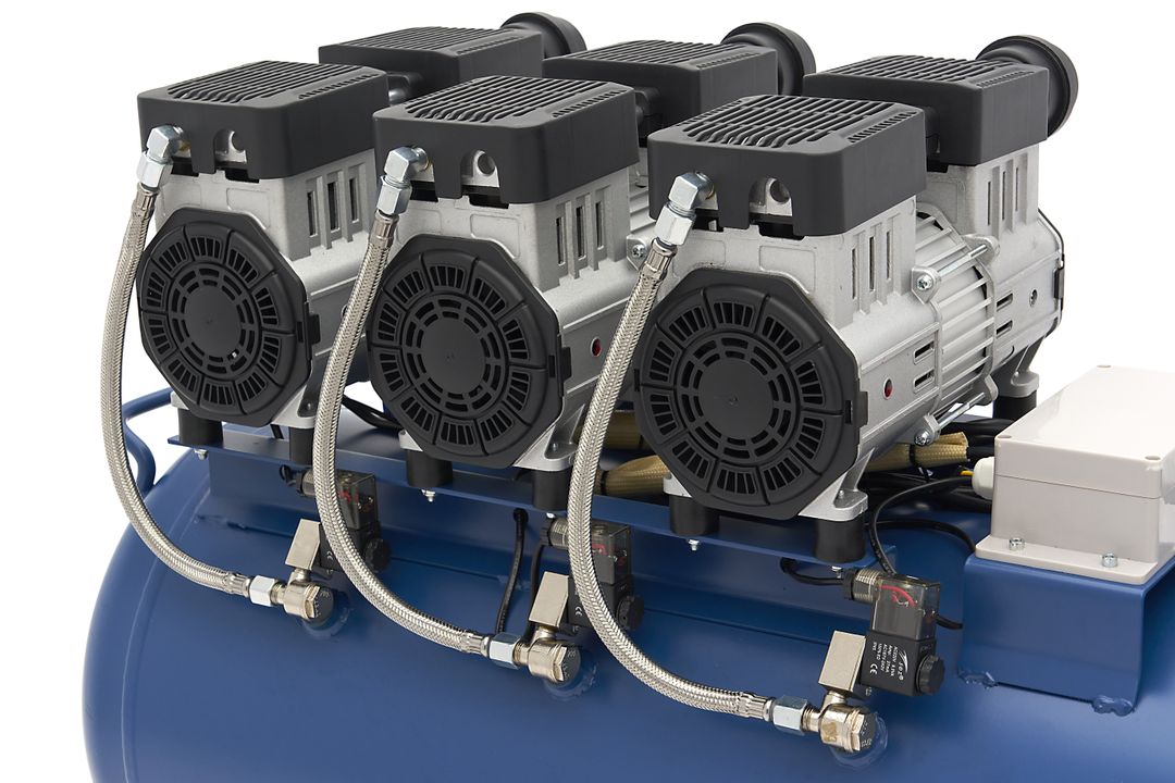 Compressore aria silenziato - con capacità del serbatoio di 90 litri - senza olio, oil free - per utensili pneumatici, HBM Machines