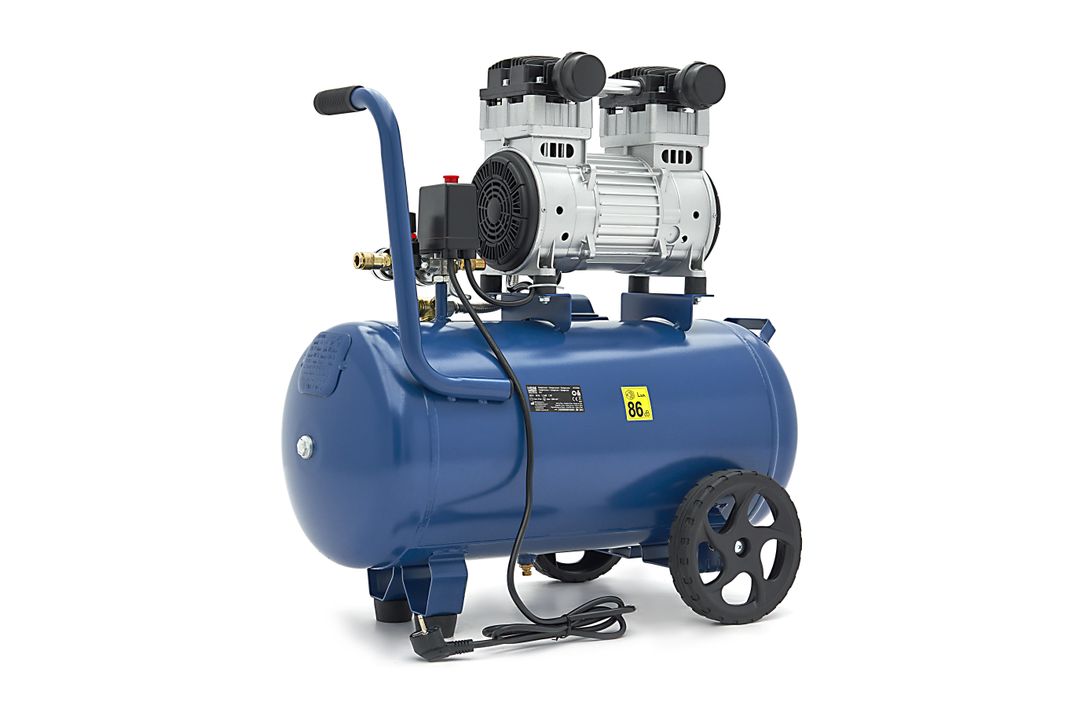 Compressore aria silenziato - con capacità del serbatoio di 50 litri - senza olio, oil free - per utensili pneumatici, 1500 W HBM