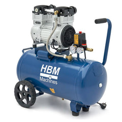 Compressore aria silenziato - con capacità del serbatoio di 50 litri - senza olio, oil free - per utensili pneumatici, 1500 W HBM