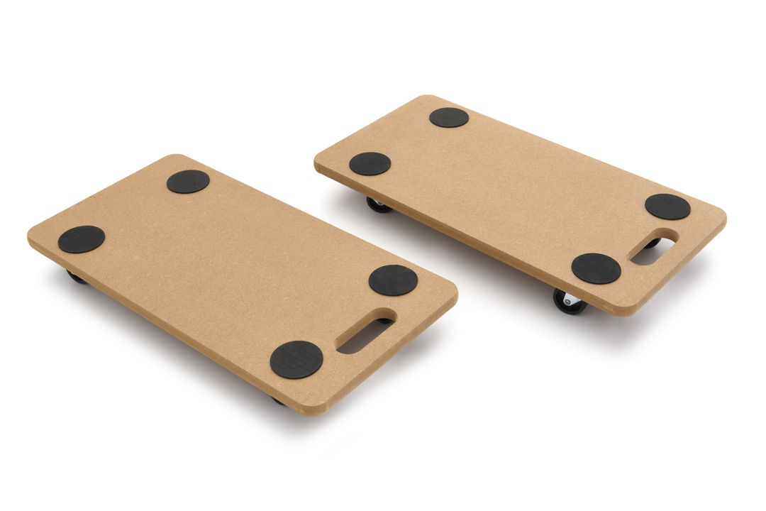 Kit 2 carrelli trasporto carri armati pattini rulli, pattini a rotelle per trasporto di carichi pesanti, piattaforma antiscivolo rotazione 4 ruote da magazzino officina, 2 x 200 kg 580 x 300 mm Hbm