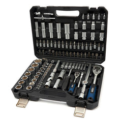Valigetta utensili professionale 108 pezzi, serie di chiavi a bussola in acciaio al carbonio, torx cricchetti, prolunghe, kit attrezzi per auto, officina fai-da-te con attacchi 1/2