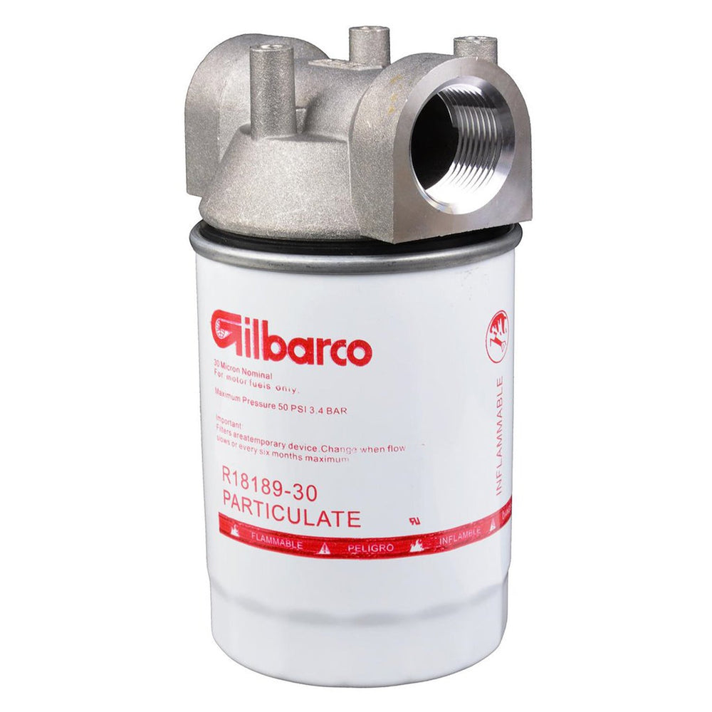 Filtro carburante per pompa travaso carburante con corpo in alluminio, colino riutilizzabile Gilbarco 1" – portata 56litri/min, 3,4 bar