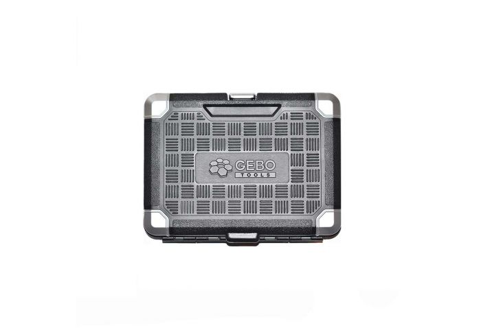 Set di bussole con cricchetto reversibile, poligonali, estensibile, (1/4"), 53 pz., con prolunghe