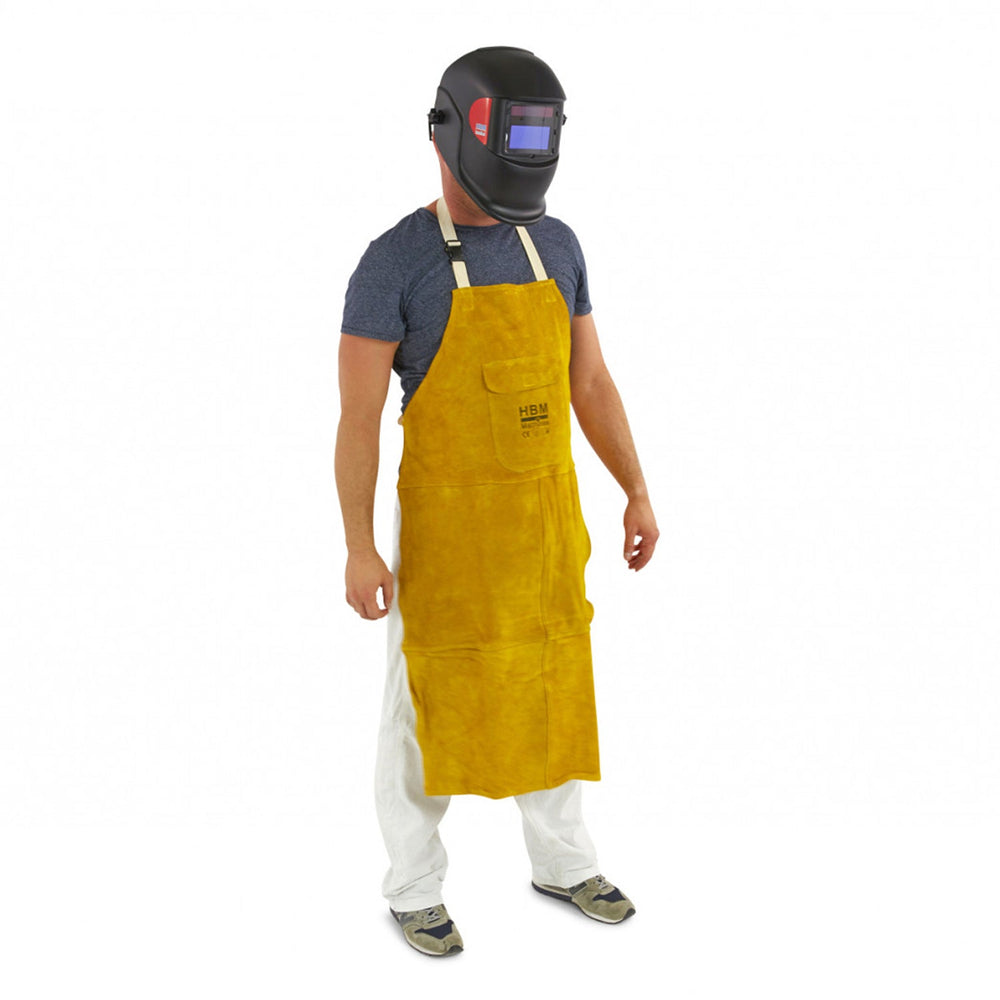 Grembiule saldatore in pelle resistente al calore, per falegname, grembiuli da lavoro protettivo per uomo regolabile per fabbro, carpentiere, Premium, Hbm Machines Olanda