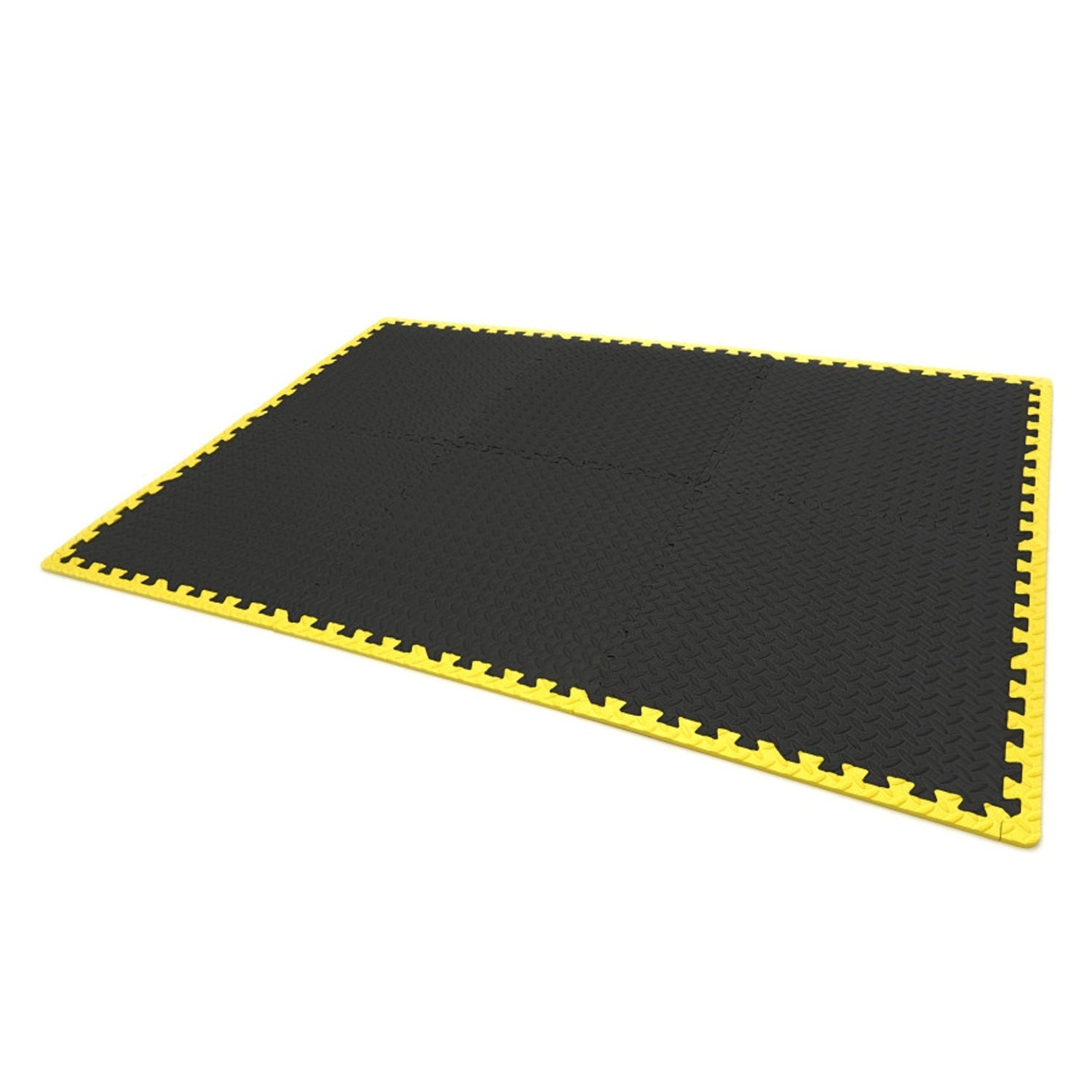 Set tappetino puzzle protettivo per pavimento, tappetini in schiuma Eva, nero giallo, 61x61cm,6 pezzi, Hbm Machines