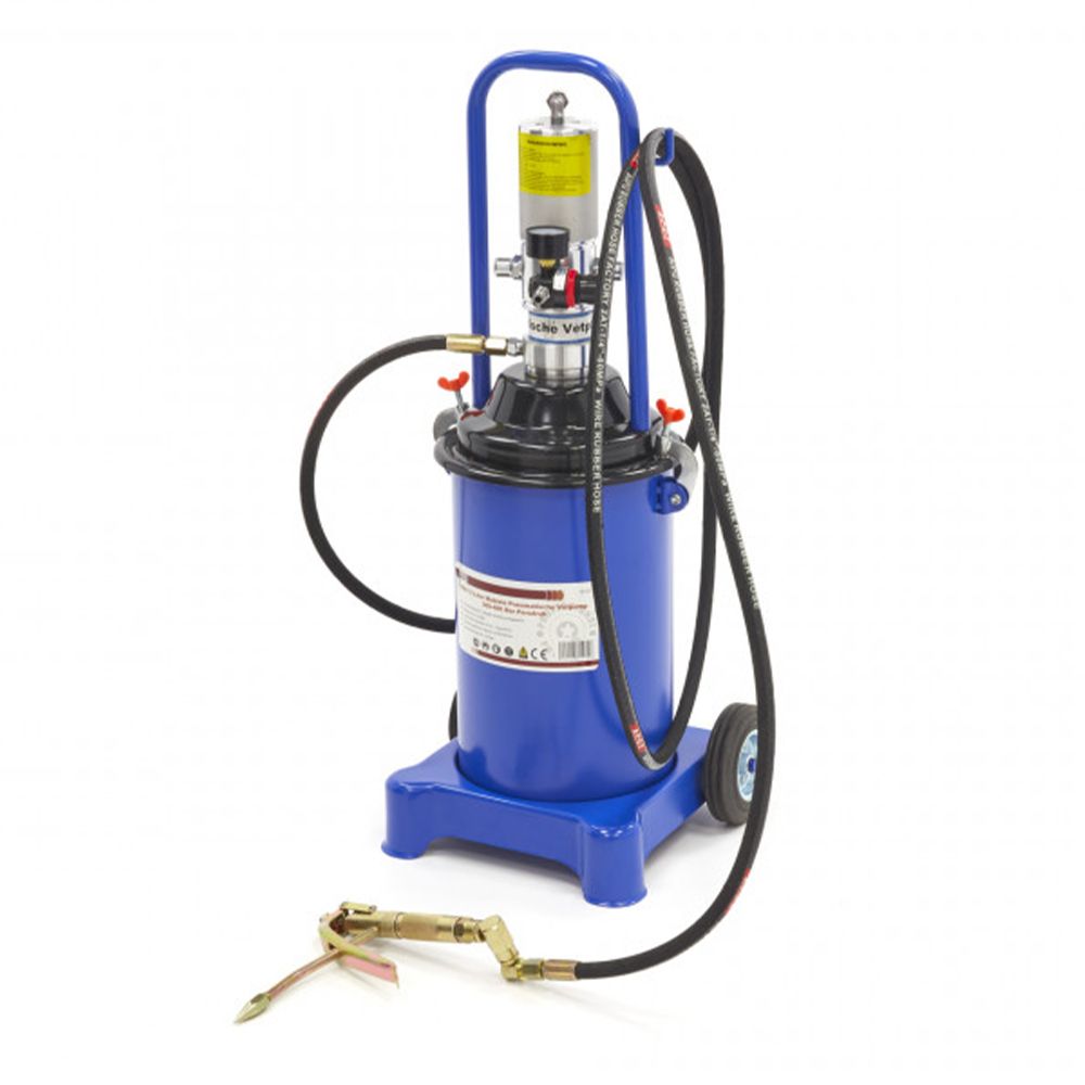 Pompa per grasso pneumatica rapporto di pressione 50:1, pompa per secchio grasso, pneumatica 12 litri, pistola per grasso, pompa grasso portatile, ruote tubo da 4m, HBM Machines Olanda