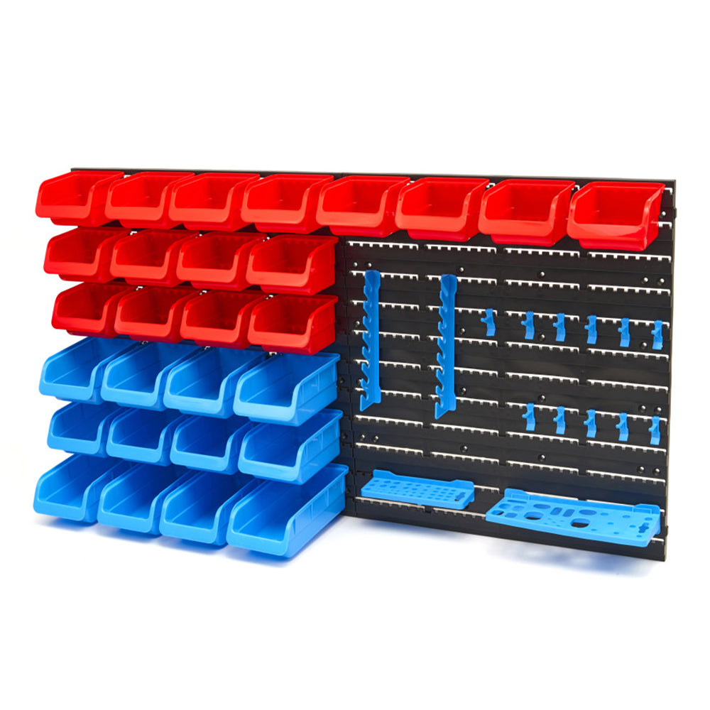 Pannello preforato portautensili 43 pz., box impilabili parete attrezzata officina organizer garage, Hbm