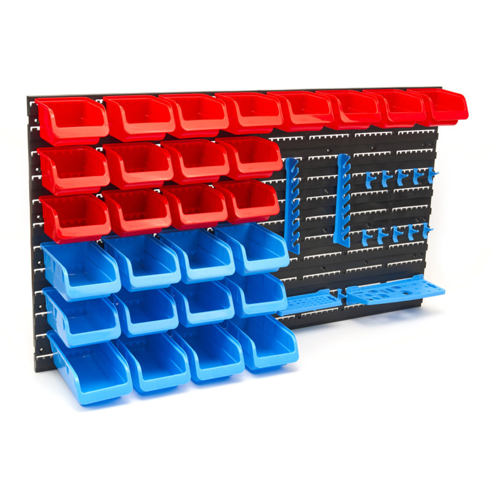 Pannello preforato portautensili 43 pz., box impilabili parete attrezzata officina organizer garage, Hbm