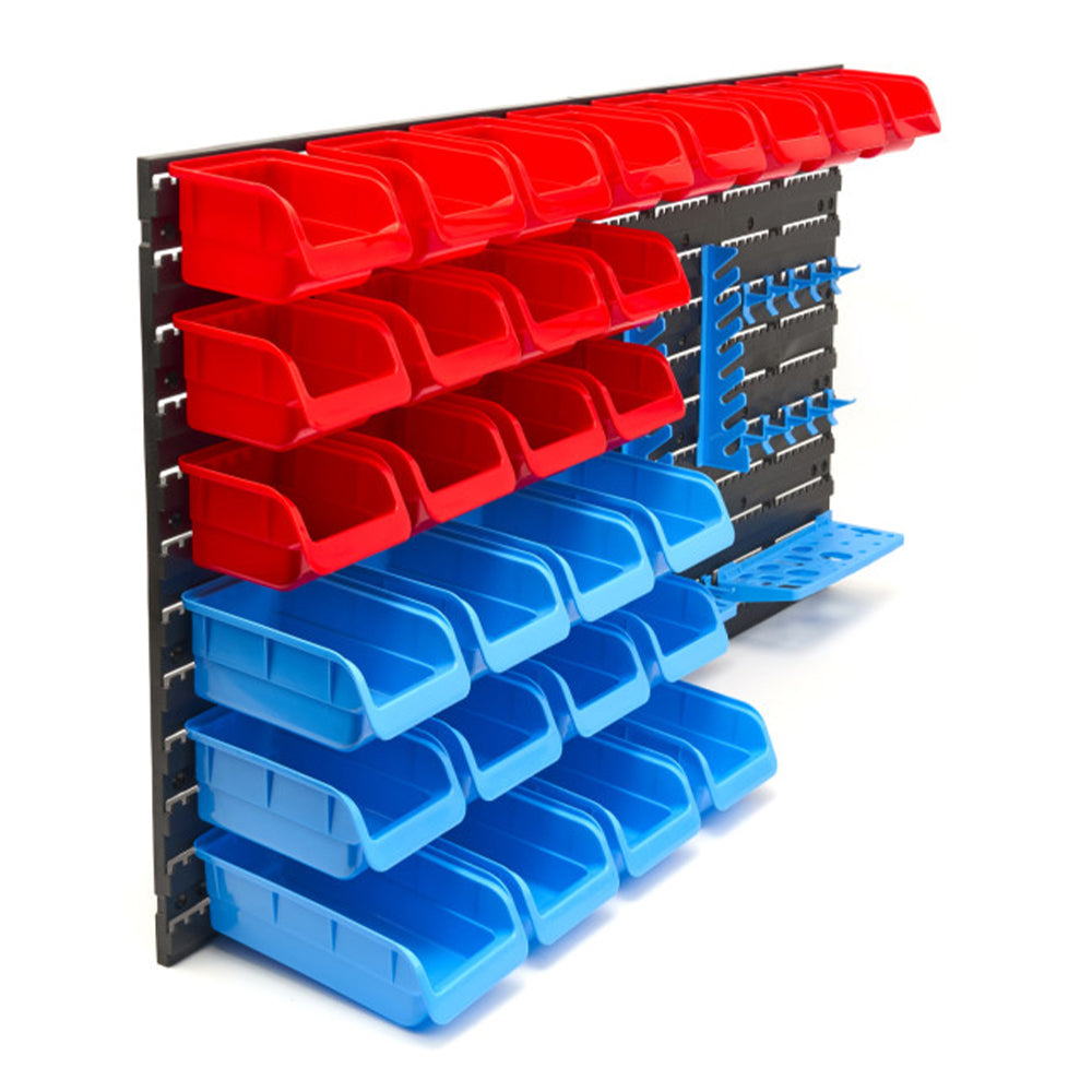Pannello preforato portautensili 43 pz., box impilabili parete attrezzata officina organizer garage, Hbm