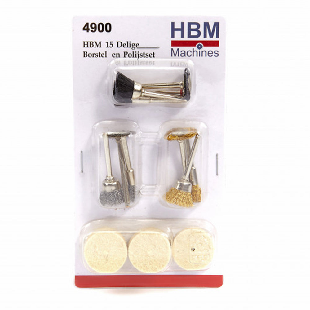 Spazzole metalliche, kit spazzola metallica, set di spazzole per mini smerigliatrice, accessori per smerigliatrici multiuso, utilizzato per levigare pulire decalcificare, 15 pezzi Hbm