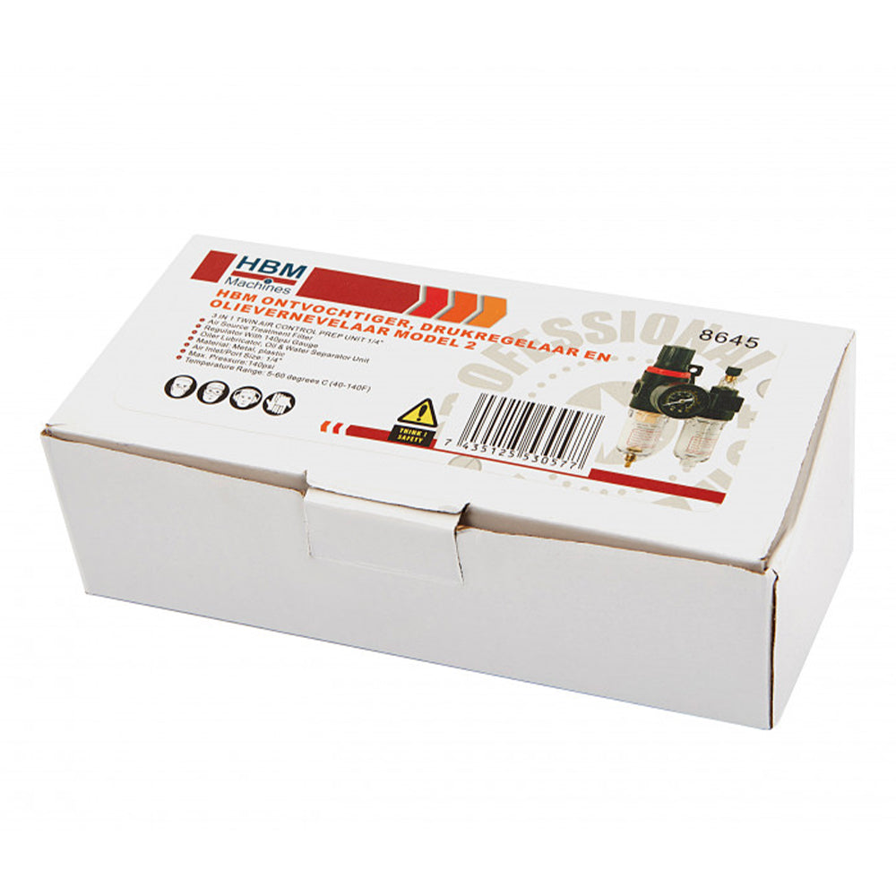 Separatore d'acqua e olio ad aria compressa, riduttore di pressione per compressore, filtro regolatore aria con manometro 1/4" Hbm modello 2