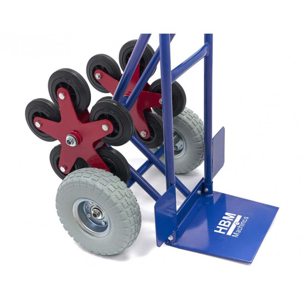 Carrello portapacchi pieghevole 150kg pneumatici maniglie ergonomiche carrellino con ruote portatutto carrelli a mano saliscale in acciaio trasloco porta sacchi trasporto carichi pesanti, Hbm