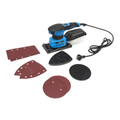 Levigatrice multifunzione 3-in-1, 200W, velocità regolabile, carte abrasive, bassa vibrazione, aspirazione della polvere, levigatrice mouse, orbitale, eccentrica per legno acciaio plastica