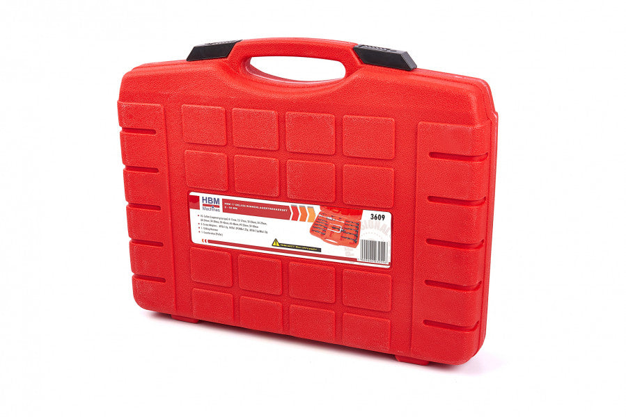 Set di pressa estrattore per iniettori, boccole, cuscinetti interni con martello, in acciaio al carbonio e Cr-V, 8–58 mm 17 pezzi Hbm
