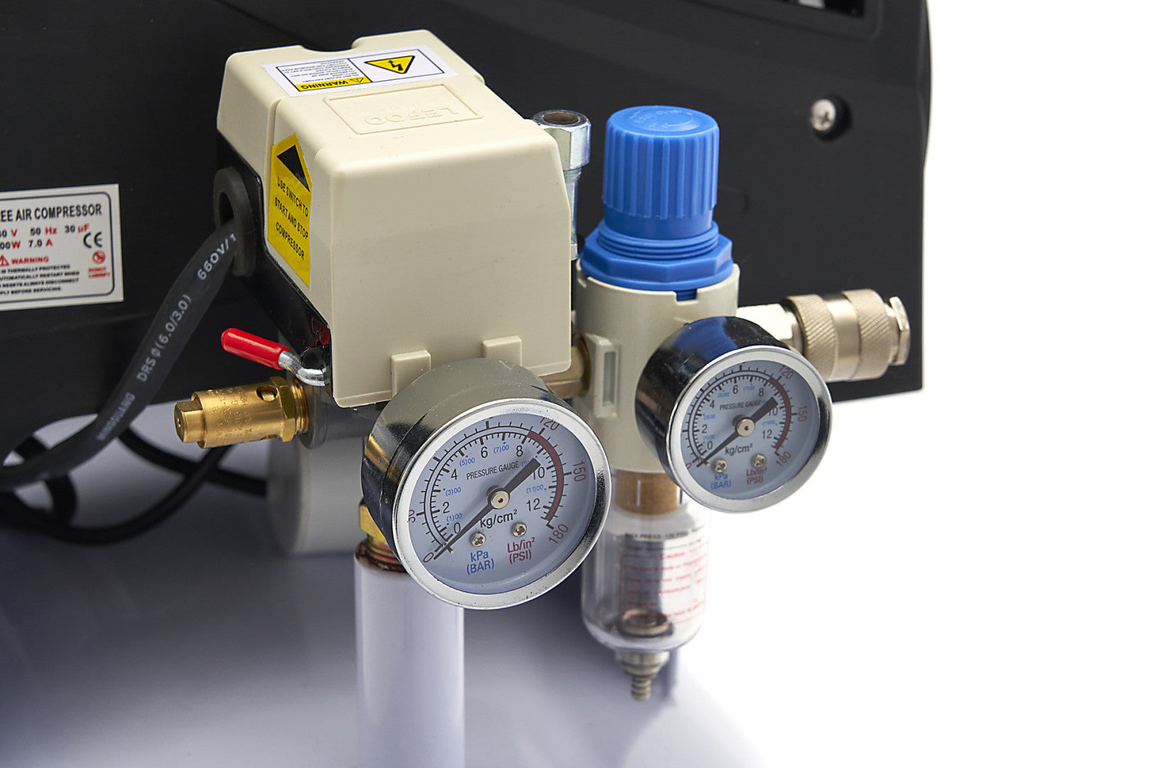 Compressore aria silenziato - con capacità del serbatoio di 200 litri - senza olio, oil free - per utensili pneumatici, 8 HP HBM Machines Olanda