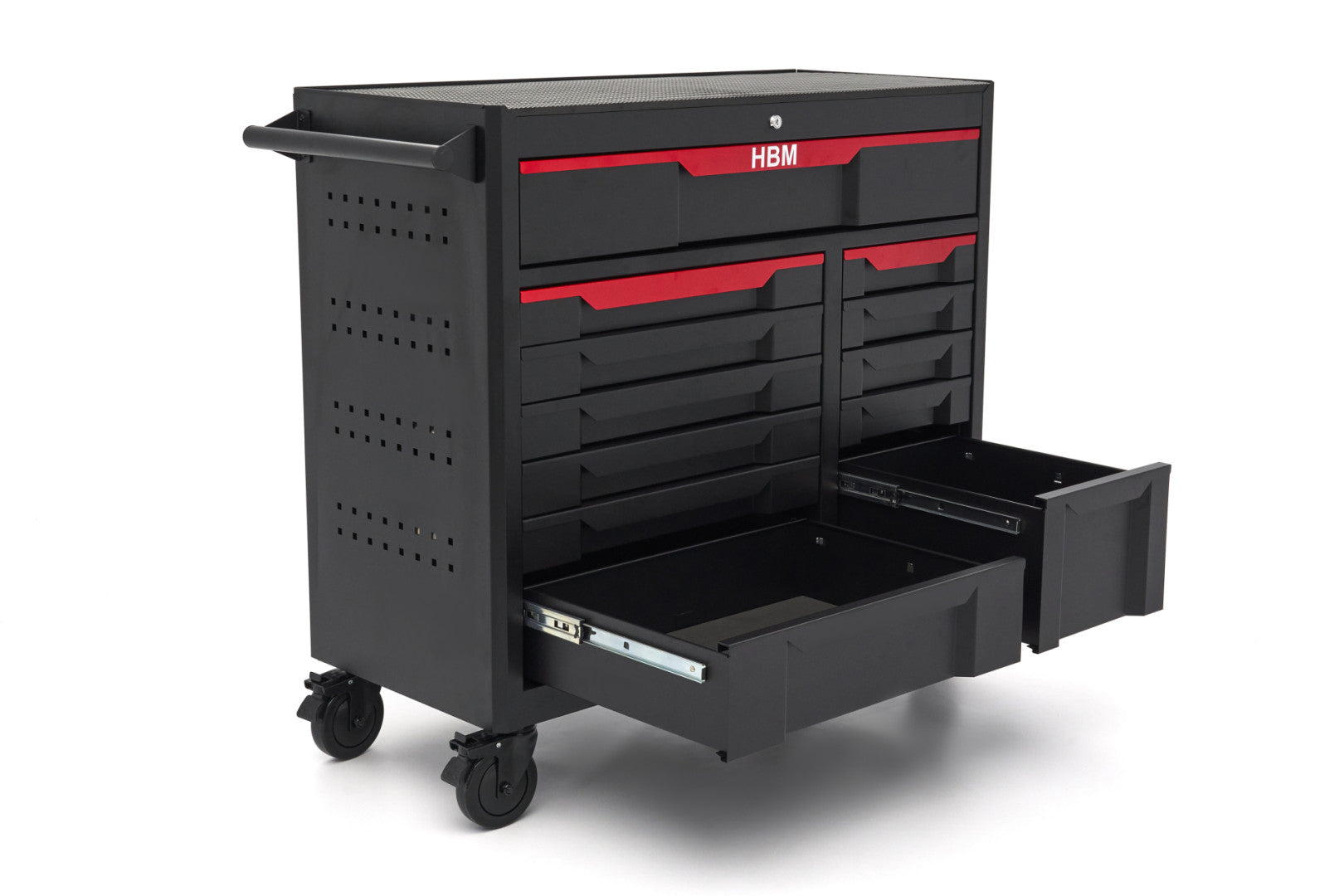 Carrello-armadietto metallico portautensili porta attrezzi multifunzione con 12 cassetti e ruote mobile 106 cm HBM organizzatore per officina garage