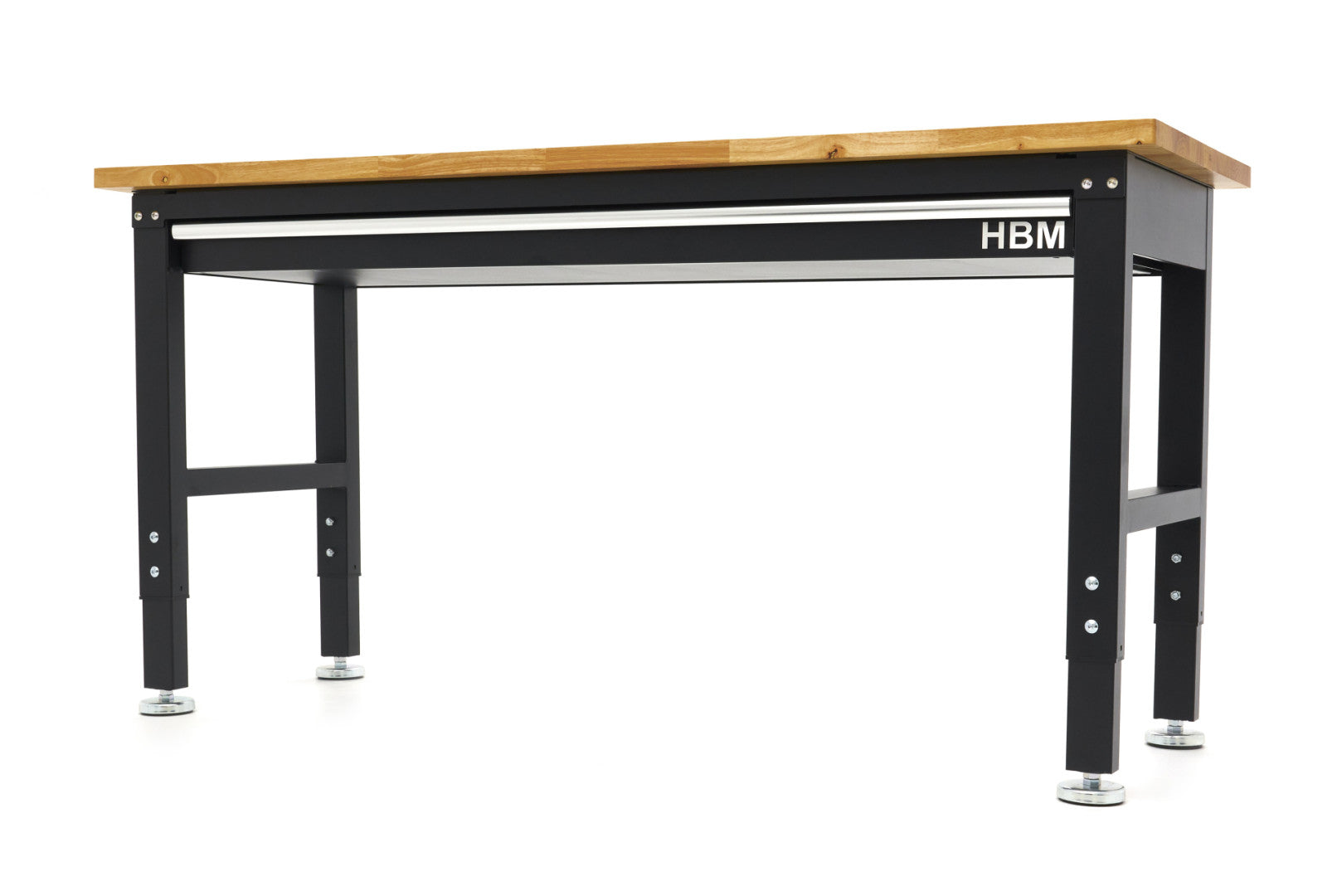 Banco da lavoro regolabile in altezza fino 99 cm-tavolo da lavoro in legno 152 cm HBM Machines stazione di lavoro con piedi per officina garage ufficio domestico