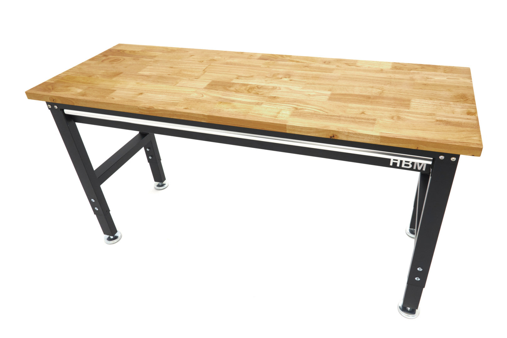Banco da lavoro regolabile in altezza fino 99 cm-tavolo da lavoro in legno 152 cm HBM Machines stazione di lavoro con piedi per officina garage ufficio domestico