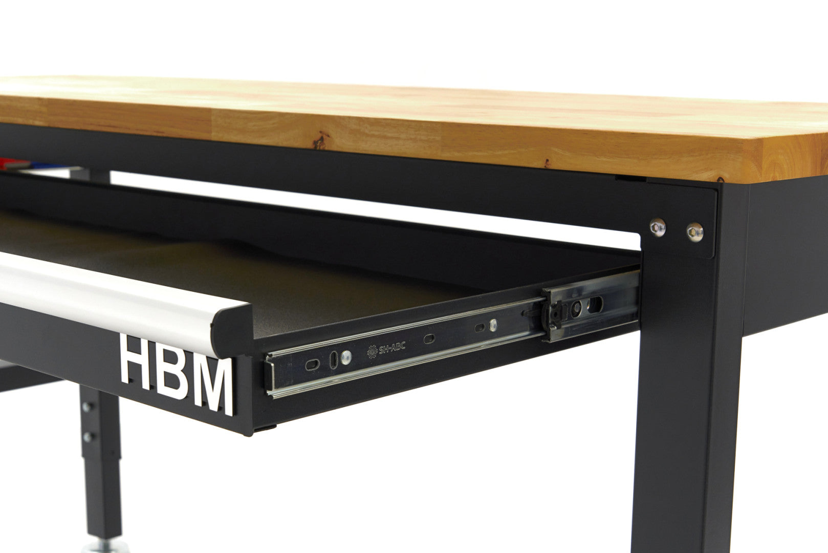 Banco da lavoro regolabile in altezza fino 99 cm-tavolo da lavoro in legno 152 cm HBM Machines stazione di lavoro con piedi per officina garage ufficio domestico