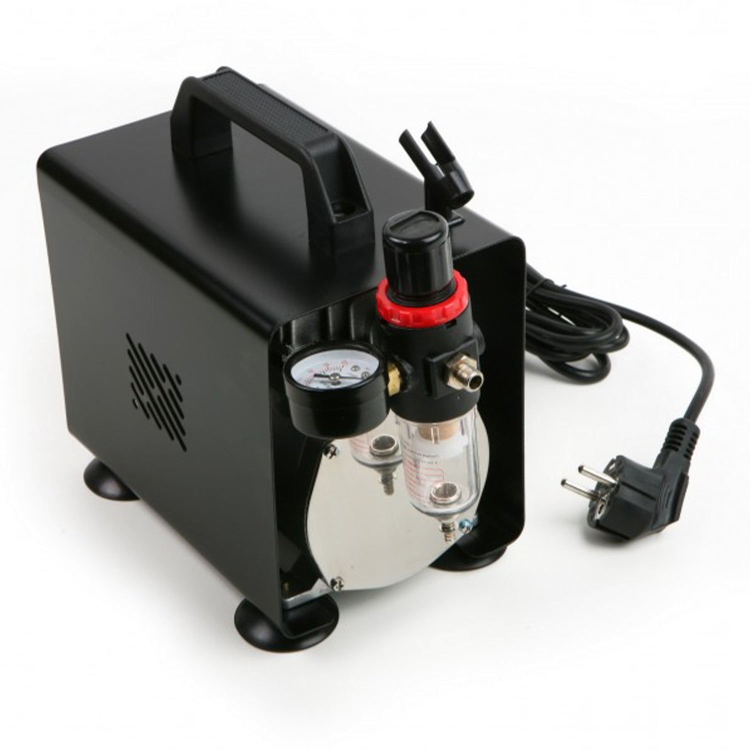 Compressore per aerografo a 1 cilindro-monocilindro, 0,2 - 4 bar, con manometro, Hbm