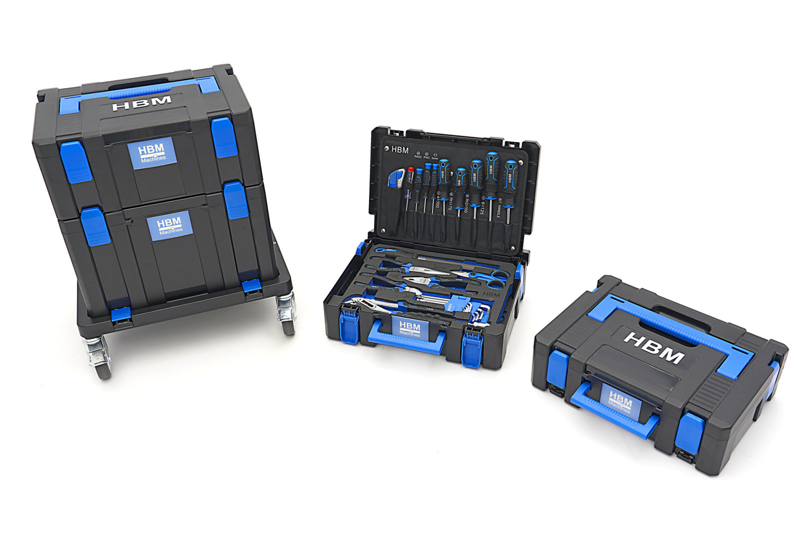 Carrello porta attrezzi / portautensili completo di utensili cassetti, 4 scomparti con ruote, 105 pezzi, valigette complete con utensili per fai da te, cassetta degli attrezzi con ruote, valigetta attrezzi, Hbm
