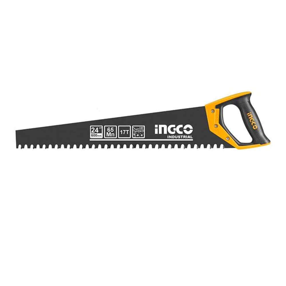 Segaccio da legno professionale - sega a mano 600 mm, lama con dentatura, impugnatura ergonomica, Ingco