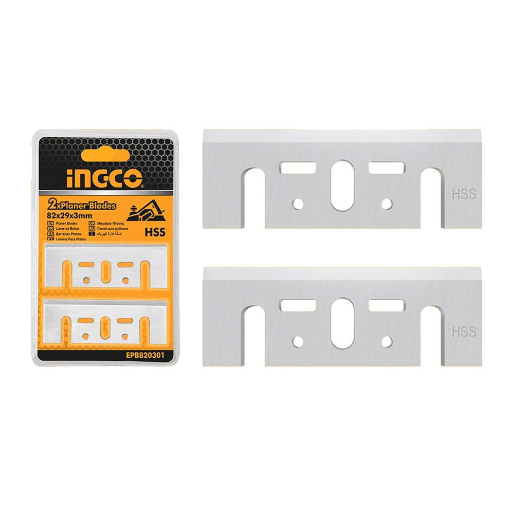 Lame per pialla elettrica, set di 2 lame di ricambio per pialla elettrica manuale per la lavorazione del legno in HSS, 82 x 29 x 3 mm Ingco