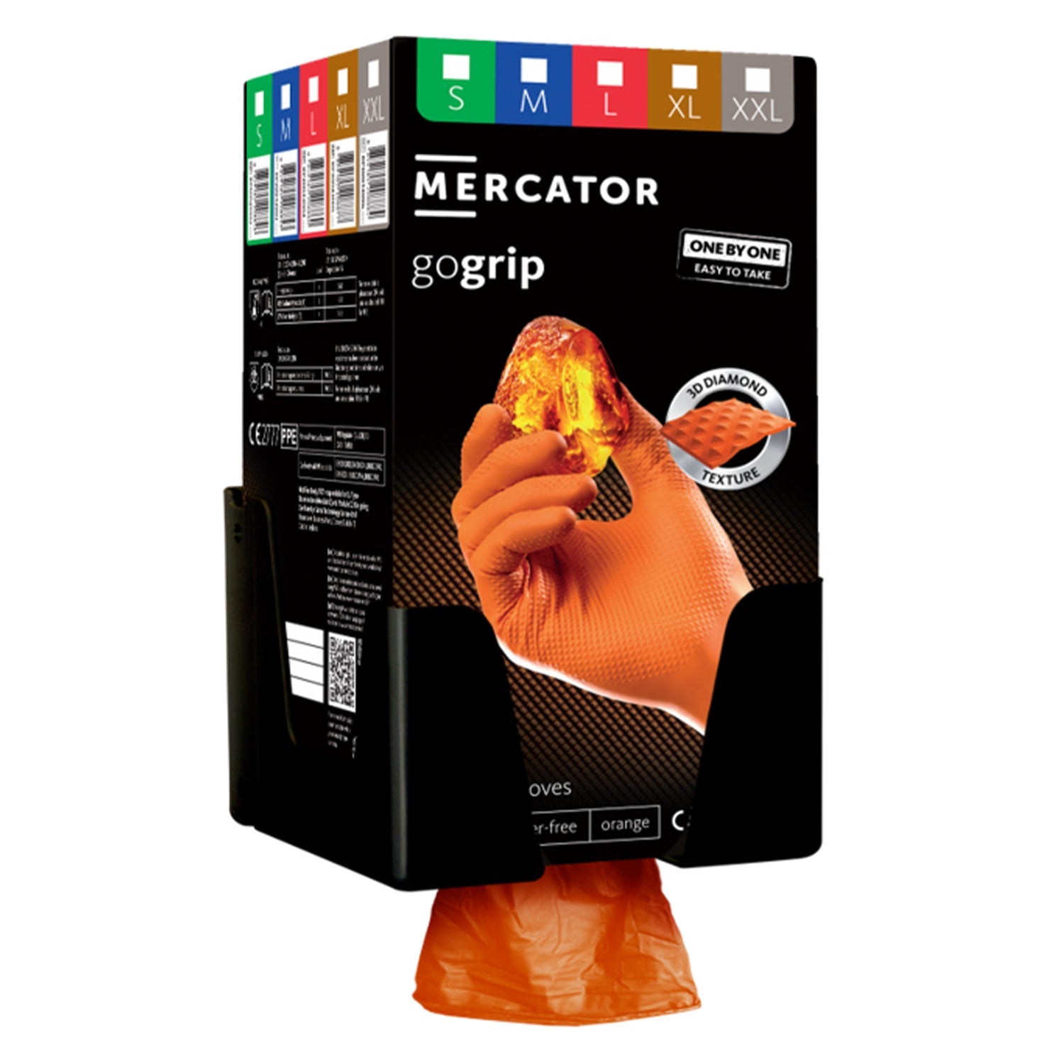 Guanti monouso in nitrile, extra resistenti, no polvere, no lattice, per meccanici, tatuatori, ristorazione, guanti da lavoro professionali, premium Mercator GoGrip One by One arancioni taglia L set da 100 pezzi