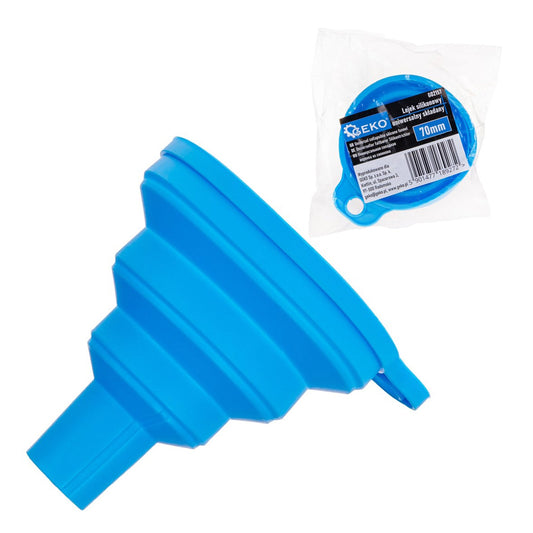 Imbuto pieghevole in silicone, blu 70 mm Geko