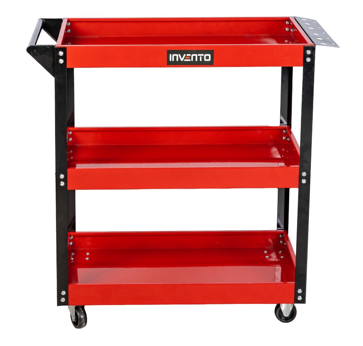 Carrello da officina con 3 ripiani, portautensili in acciaio, carrello mobile con ruote girevoli per officina, garage e fai da te, con supporto cacciaviti Invento