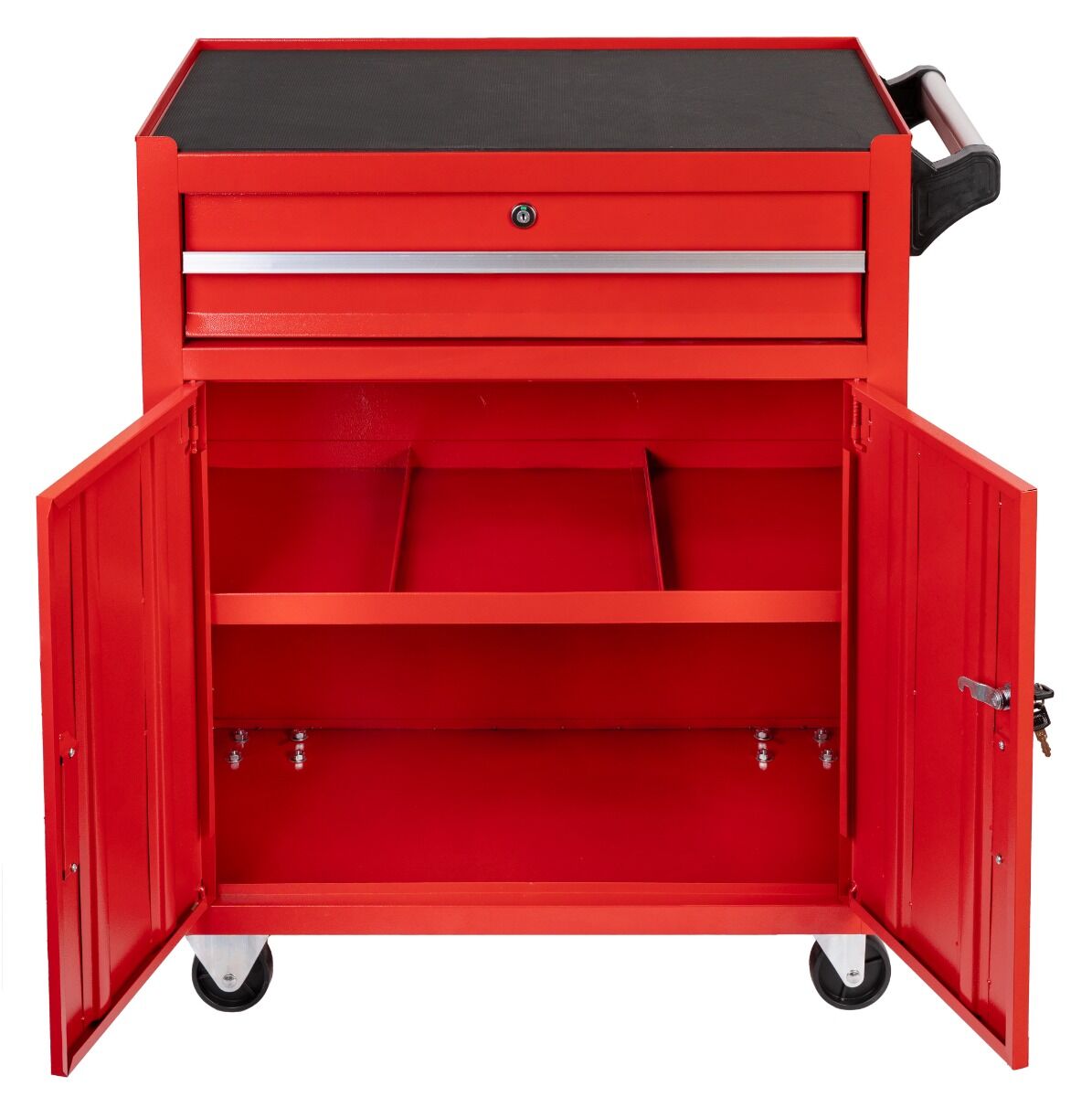 Carrello-armadietto metallico portautensili porta attrezzi multifunzione 2 ante e cassetto con serratura con ruote mobile 73 × 63 × 40 cm Invento organizzatore per officina garage