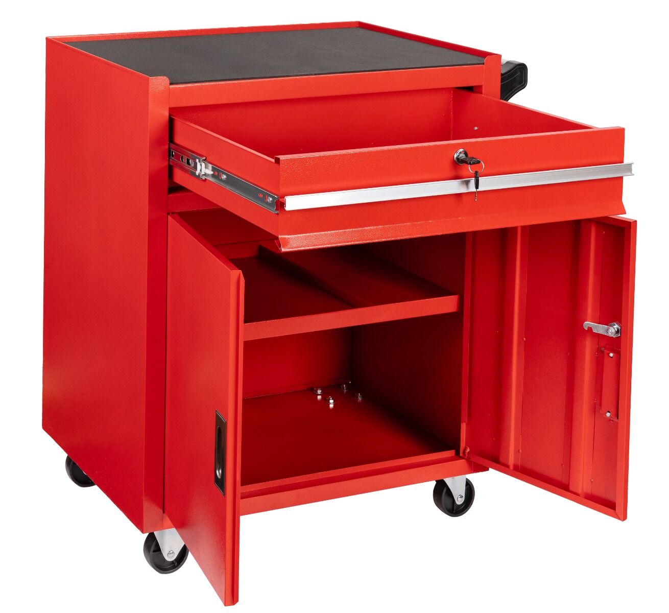 Carrello-armadietto metallico portautensili porta attrezzi multifunzione 2 ante e cassetto con serratura con ruote mobile 73 × 63 × 40 cm Invento organizzatore per officina garage