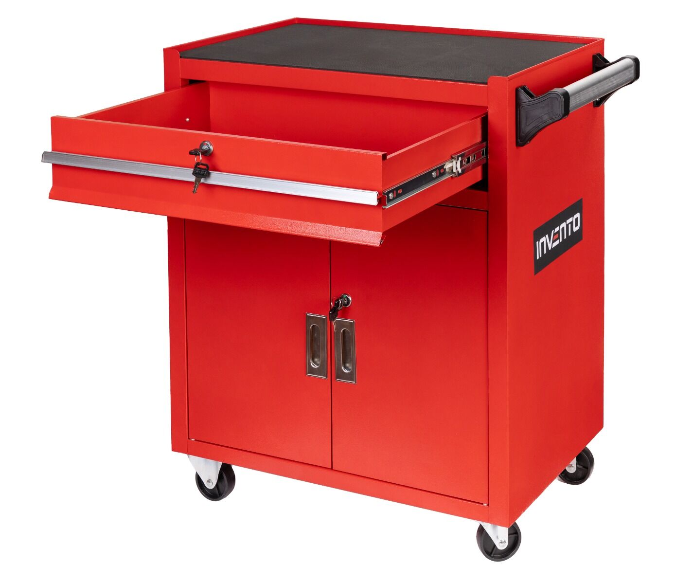 Carrello-armadietto metallico portautensili porta attrezzi multifunzione 2 ante e cassetto con serratura con ruote mobile 73 × 63 × 40 cm Invento organizzatore per officina garage