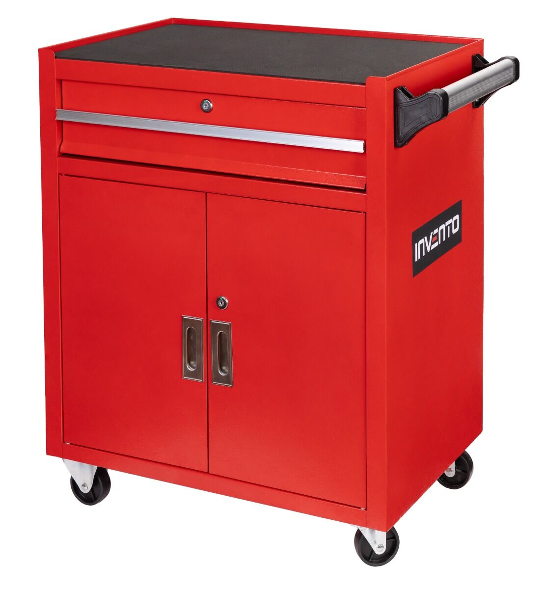 Carrello-armadietto metallico portautensili porta attrezzi multifunzione 2 ante e cassetto con serratura con ruote mobile 73 × 63 × 40 cm Invento organizzatore per officina garage