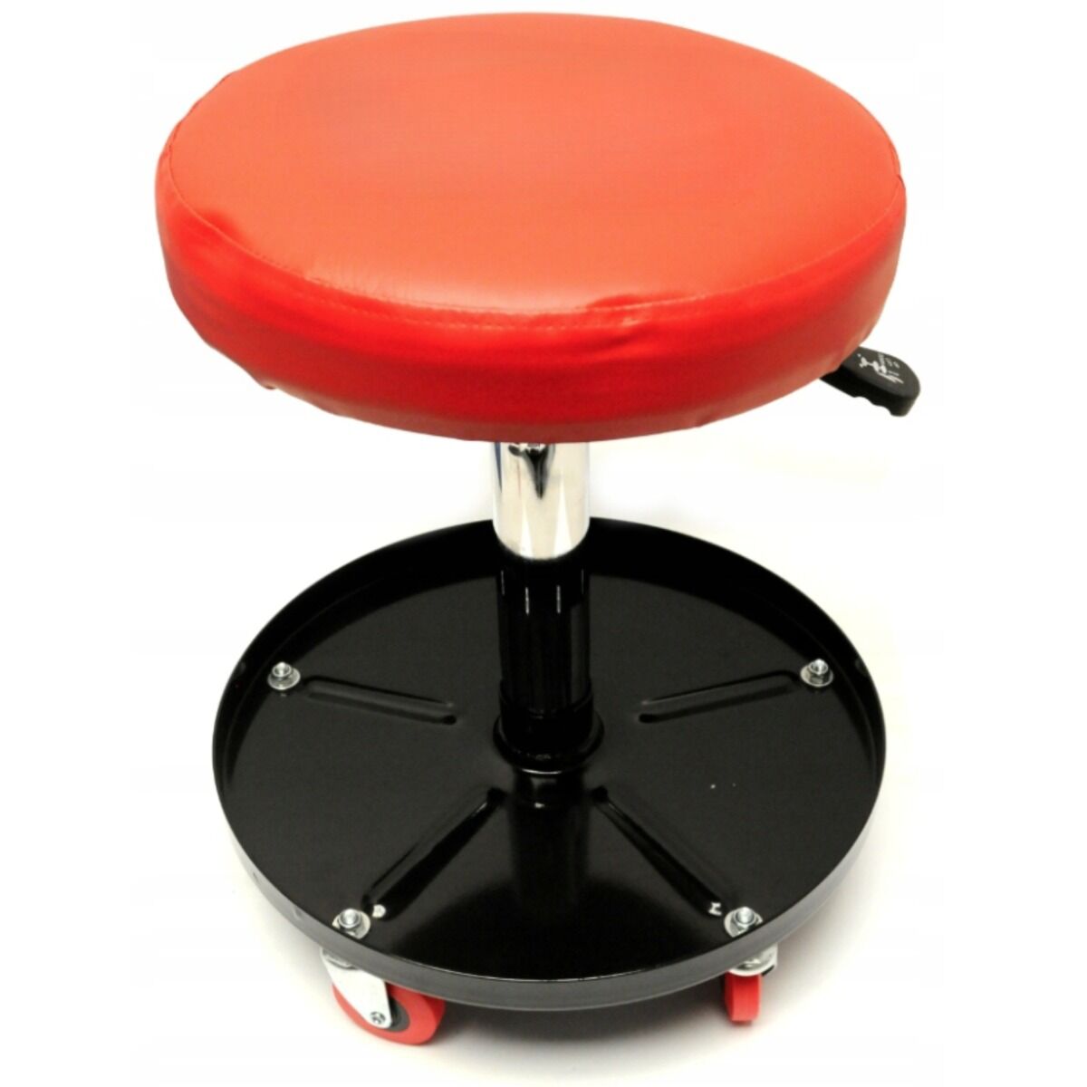 Sgabello per officina regolabile in altezza, sgabello di montaggio, carrello meccanico con ripiano porta-attrezzi, sgabello da officina, sgabello meccanico garage, Invento