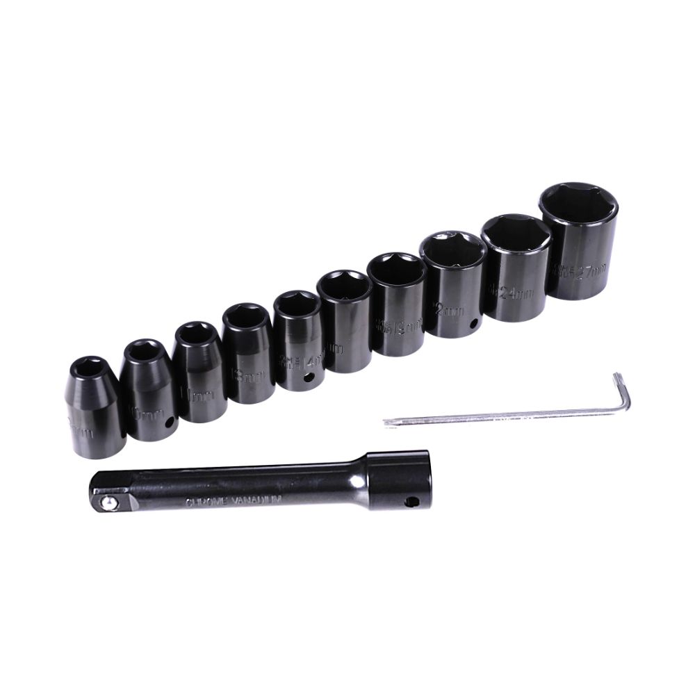Avvitatore a impulsi a batteria 1/2", 610 Nm 230 V, con bussole 1/2" 9-27 mm, avvitatore elettrico bussole, ideale per auto, camion, garage, officina, 15 pezzi Zionair Olanda