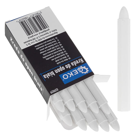 Kit-set 10 gessi per pneumatici e metallo, marcatore per superfici in gomma, punta conica, colore bianco, 12 x 110 mm