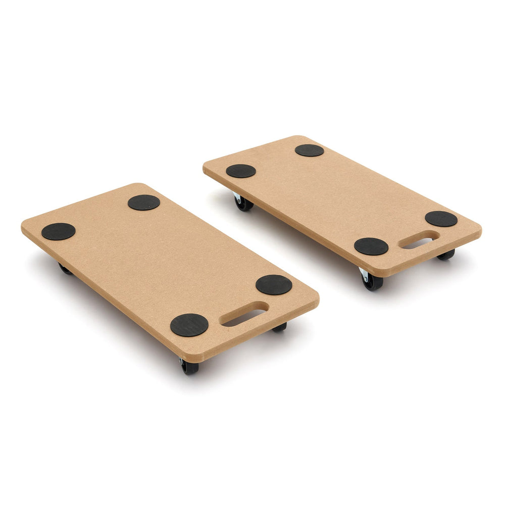 Kit-set 2 carrelli a piattaforma per trasporto universali, a rotelle, carichi pesanti, piattaforma antiscivolo rotazione 4 ruote ,da magazzino, officina, 2 x 200 kg 580 x 300 mm Hbm