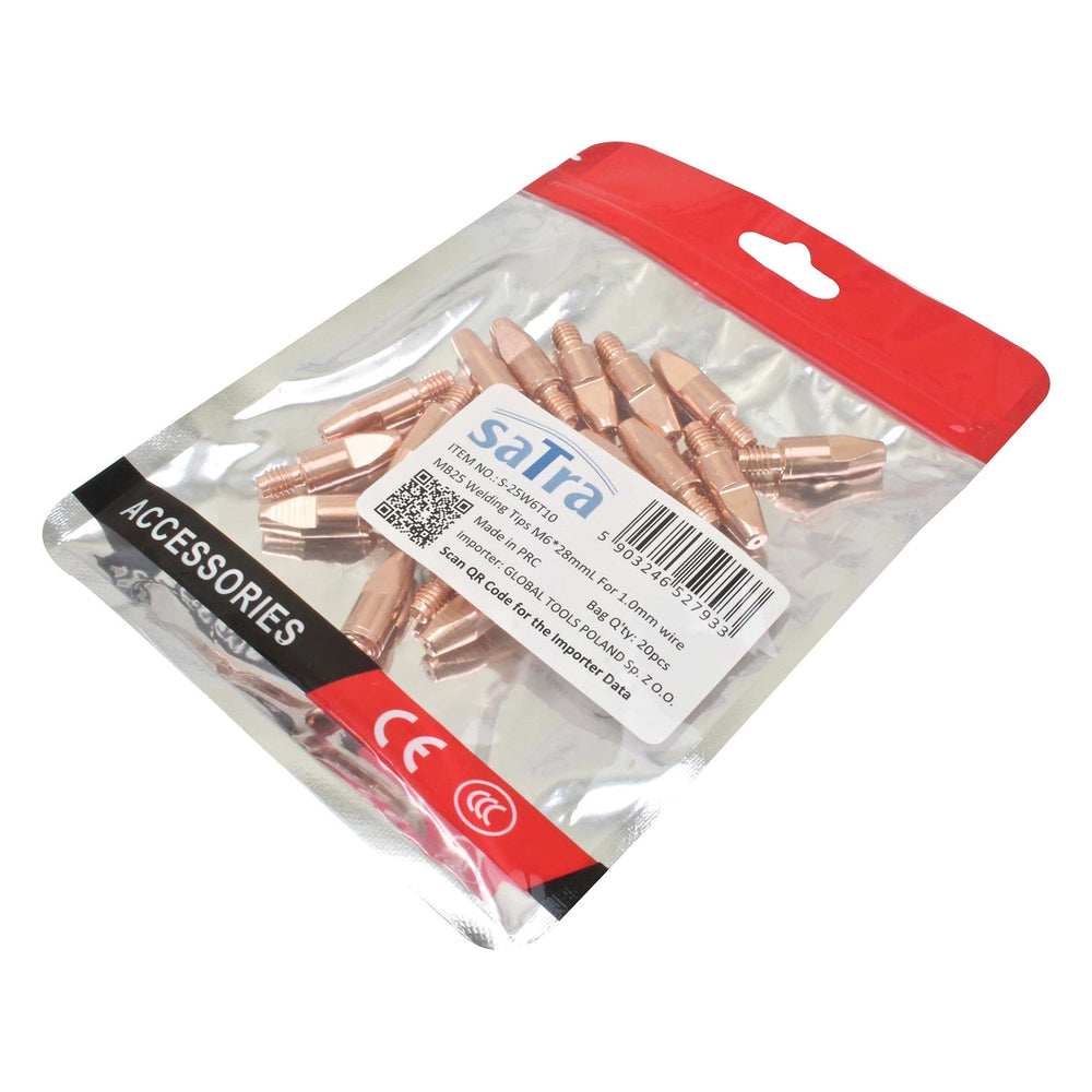 Kit-set accessori per saldature, per MIG/MAG, per saldatrice, ugelli puntali per saldatura 0, 6 mm, torcia, ugello conico tazza a gas, filettatura M6 x 28 mm, 20 pezzi